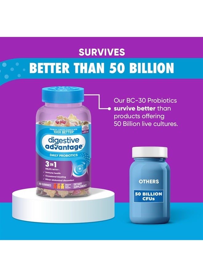 Digestive Advantage Probiotic Gummies For Digestive Health, Daily Probiotics For Women & Men, Support For Occasional Bloating, Minor Abdominal Discomfort & Gut Health, 80ct Natural Fruit Flavors - Image 5