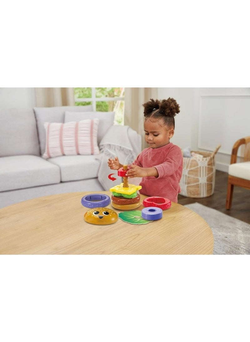 VTech Baby Build-a-Burger – Stacking & Sorting Toy with 6 Food Pieces, Shape Matching, Spinning & Color Play | for Babies 18–24 Months+ - Image 4