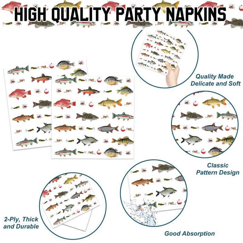 LINHAXM 170PCS Fishing Birthday Party Decorations Gone Fishing Party Decorations Include Plates, Cups, Cutlery, Banner, Tablecloth for Ofishally One Birthday Decorations - Image 4
