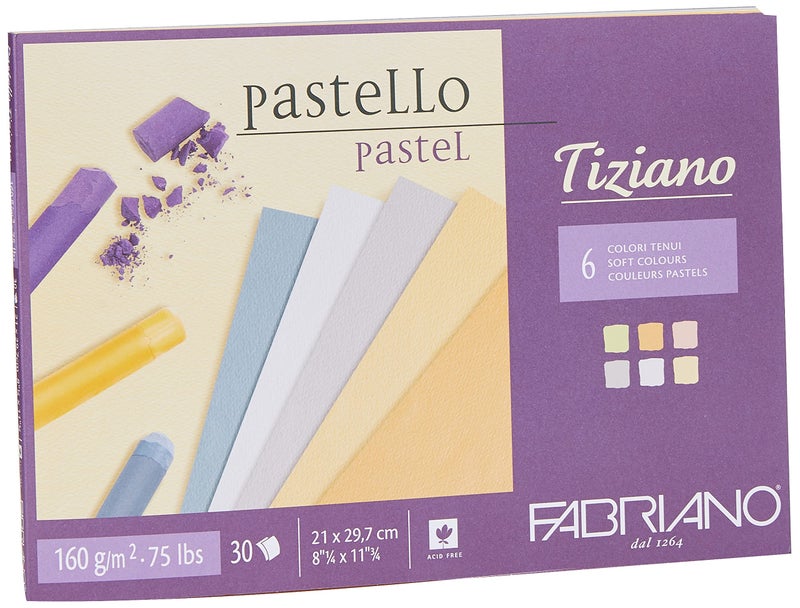 Fabriano Tiziano 46021297 Pastel Paper Pad A430 Sheets 6 Soft Colours 160 GSM