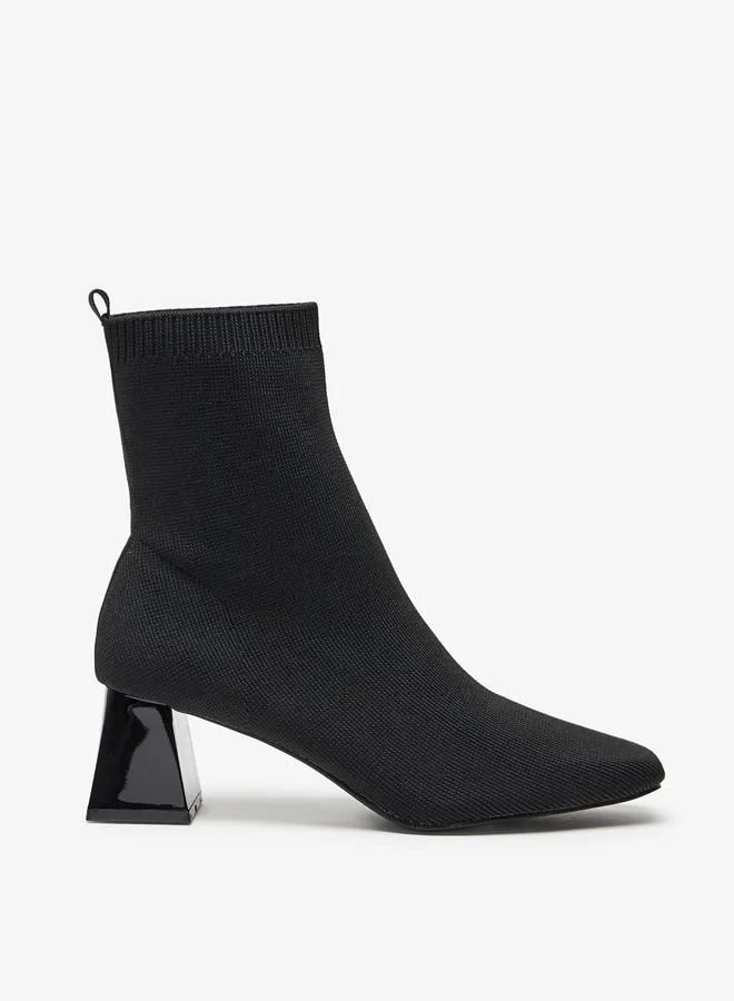 سيليست Women's Textured Slip-On Ankle Boots with Block Heels
