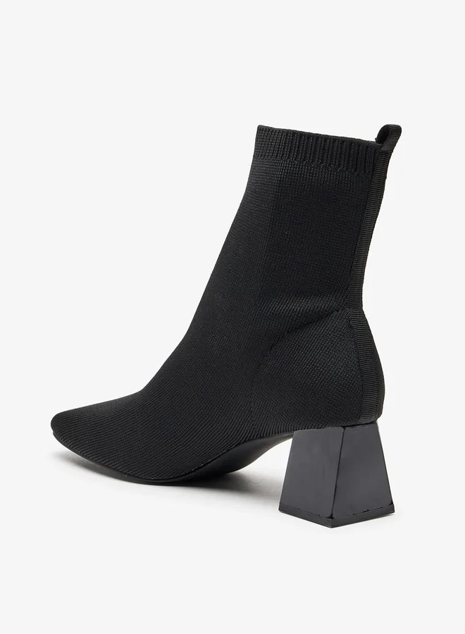 سيليست Women's Textured Slip-On Ankle Boots with Block Heels