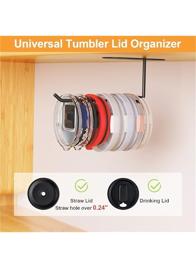 Tumbler Lid Holder for Yeti, Stanley, Simple Modern Tumblers - Kitchen Storage Space Saver - Adhesive or Drill Cup Lid Organizer  - Image 3