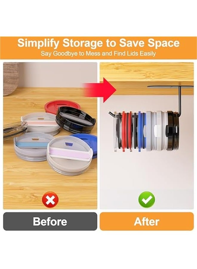 Tumbler Lid Holder for Yeti, Stanley, Simple Modern Tumblers - Kitchen Storage Space Saver - Adhesive or Drill Cup Lid Organizer  - Image 5