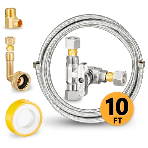oiununo Dishwasher Hose Installation Kit Includes Water Supply Line 38 Compression Water Line Splitter 34 FHT Elbow and 38 MIP Elbow 10 FT - Image 1