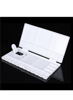 KASTWAVE Plastic Watercolour Palette Folding Painting Pallet Tray with 33 Compartments, Thumbhole and Brush Holders for Painters Students or Art Studio (White)  - Image 2