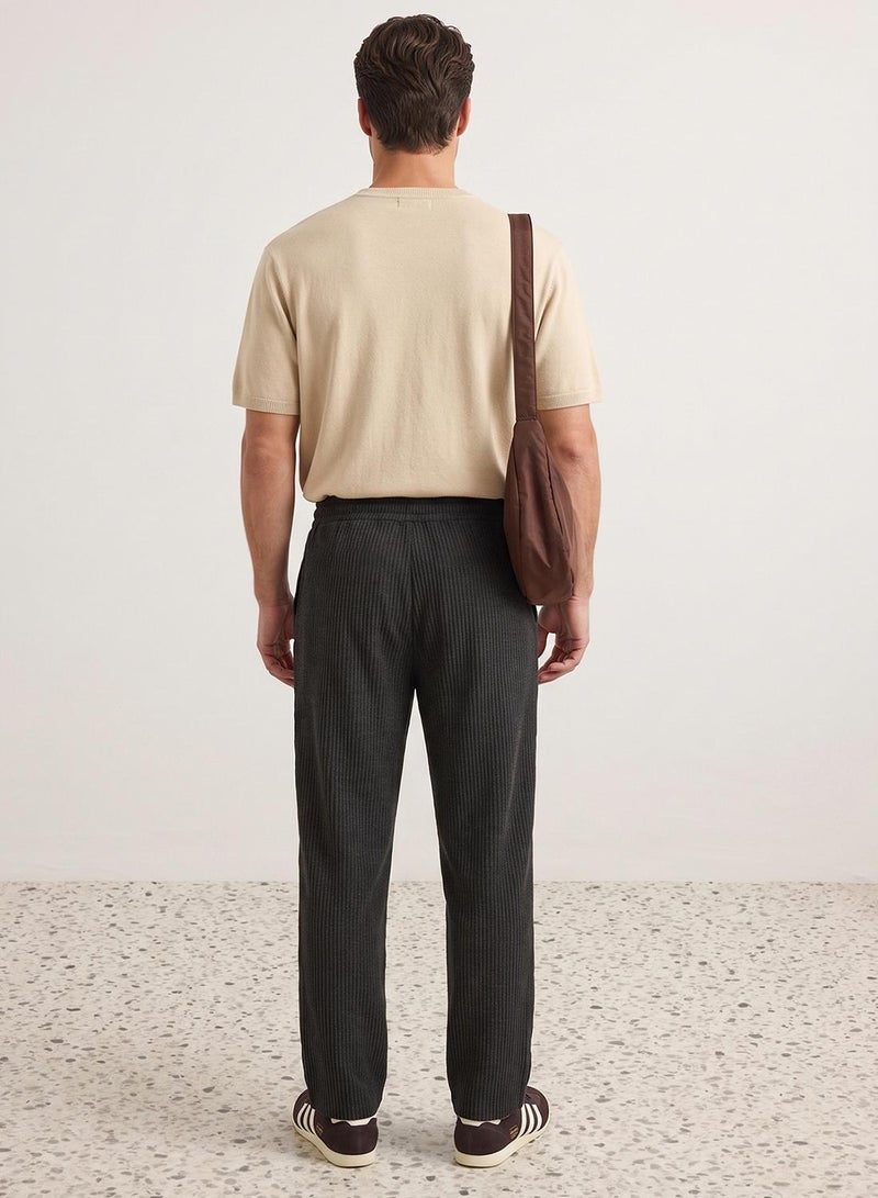 trendyol Anthracite Straight Cut Textured Open Leg Sweatpants - Image 4