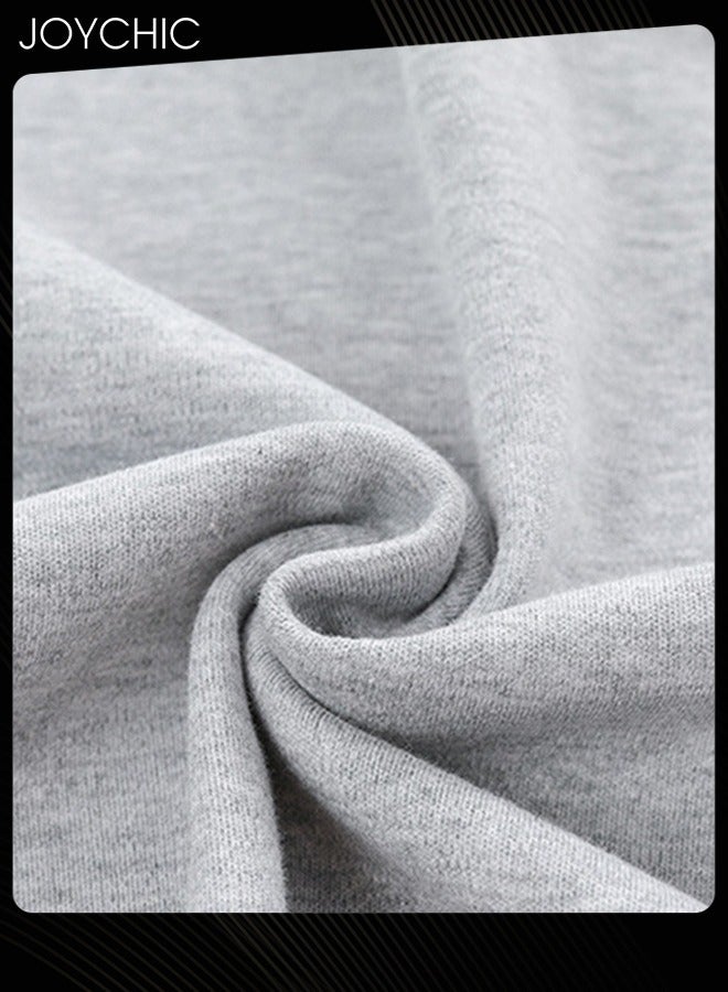 Joychic طقم بيجامة للرجال مكون من 3 قطع بلون موحد - أكمام قصيرة + شورت + بنطال - مريح من مودال قابل للتنفس ومقاوم للتآكل - ملابس نوم شبابية للمنزل لفصل الربيع والصيف والخريف - رمادي فاتح - Image 2