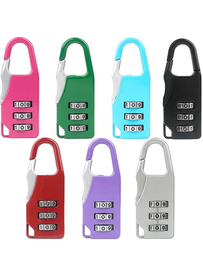 PROMASS 7-Pack Mini 3-Digit Locker Lock Small, Portable Password Locks for Gym, Backpack, Luggage Security, Padlock with Numbers  - Image 1