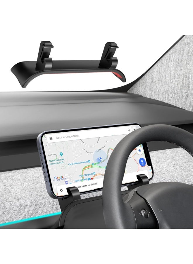 Barakah حامل هاتف سيليكون للسيارة لطراز تسلا Y 2020–2024 وطراز 3 2017–2023، خلف عجلة القيادة لحامل آيفون، دعم هاتف محمول ناعم من السيليكون، ملحقات داخلية (أسود) - Image 1