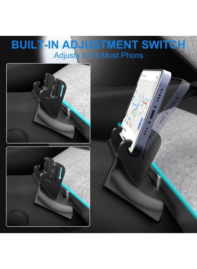 Barakah حامل هاتف سيليكون للسيارة لطراز تسلا Y 2020–2024 وطراز 3 2017–2023، خلف عجلة القيادة لحامل آيفون، دعم هاتف محمول ناعم من السيليكون، ملحقات داخلية (أسود) - Image 4