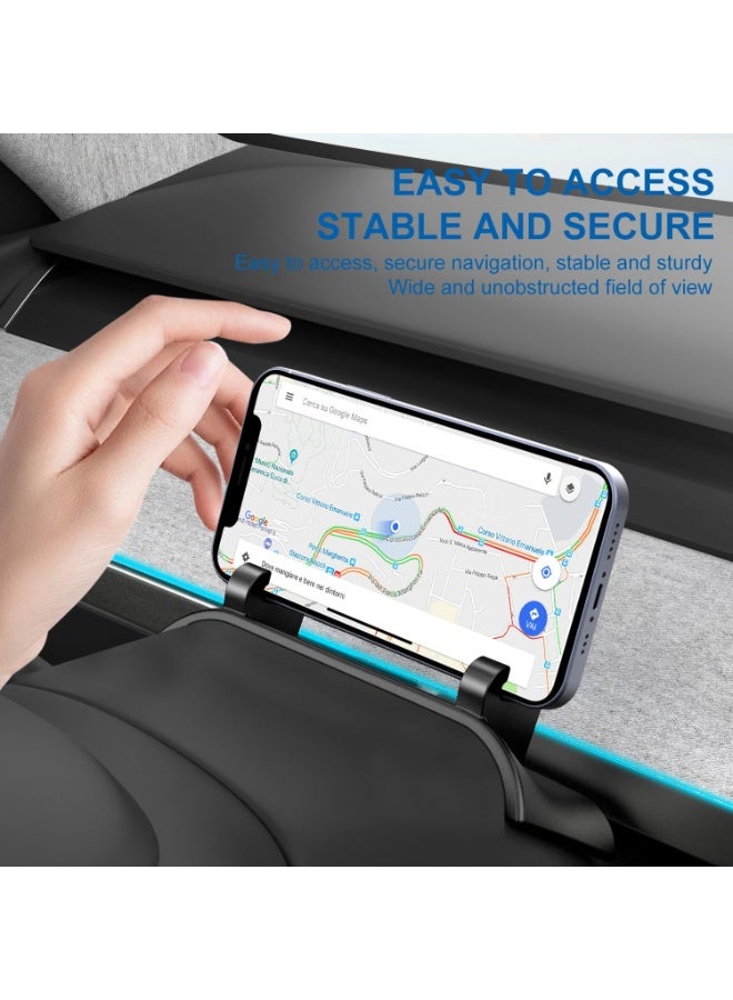 Barakah حامل هاتف سيليكون للسيارة لطراز تسلا Y 2020–2024 وطراز 3 2017–2023، خلف عجلة القيادة لحامل آيفون، دعم هاتف محمول ناعم من السيليكون، ملحقات داخلية (أسود) - Image 2