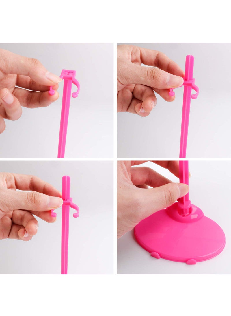 iQeouc 20 Piece Toy Stand Support for Dolls Mannequin Model Display Holder Pink Rose  - Image 2