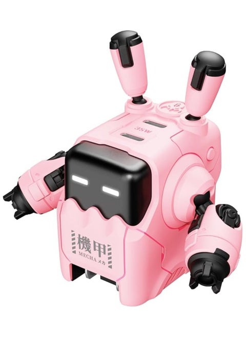 GravaStar 35W USB C Charger, DELTA35 Robot GaN Fast Charger Block, 2 Port Compact Charger with Foldable Plug, Dual USB C Wall Charger for iPhone 15/14/13/12 Series, Galaxy, iPad, and More (35W, Pink)