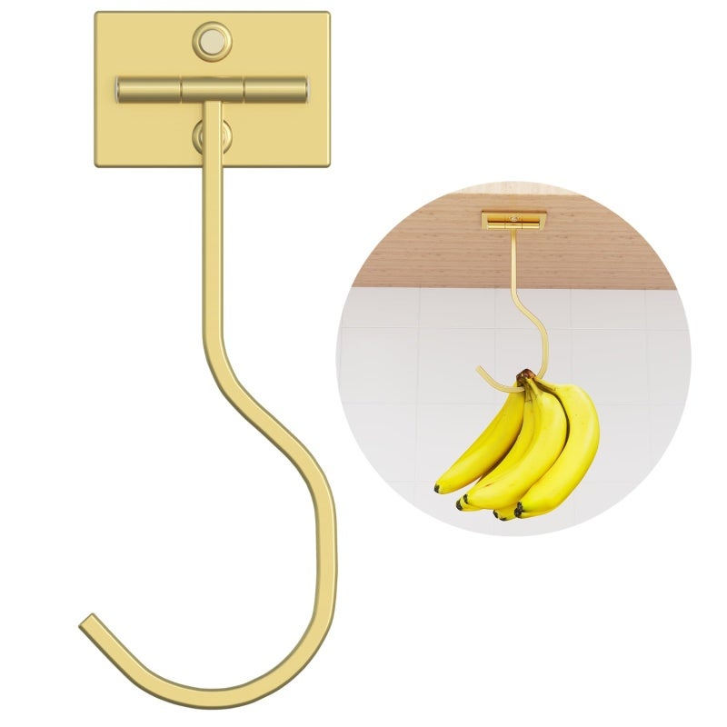 Foldable Hook Gold 16x7x6cm Contemporary Design - Electrostatic Paint Finish 6.3 Inches Foldable Banana Hanger for Modern Kitchen - Image 1