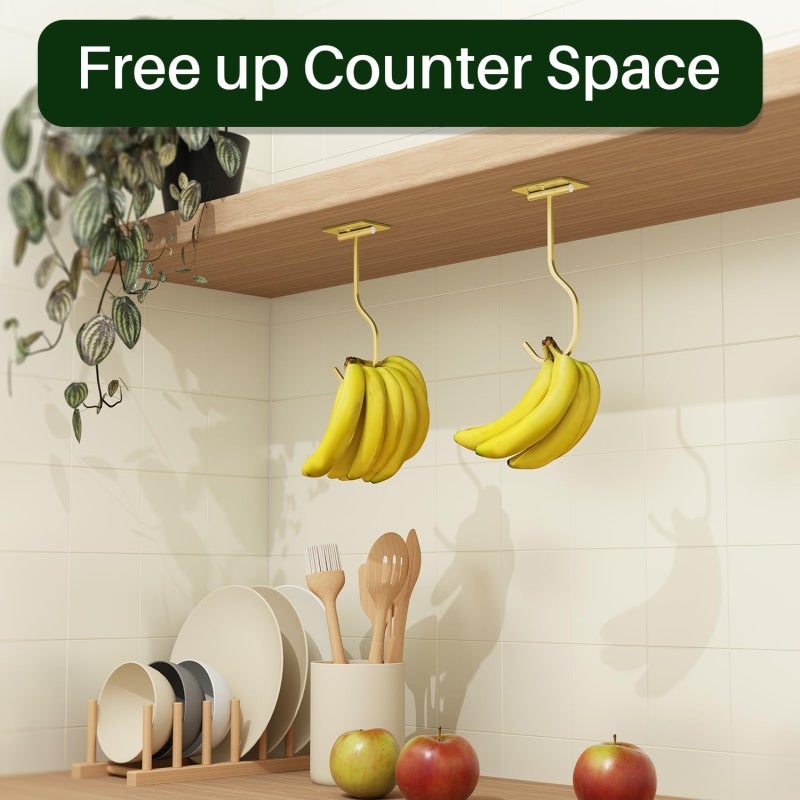 Foldable Hook Gold 16x7x6cm Contemporary Design - Electrostatic Paint Finish 6.3 Inches Foldable Banana Hanger for Modern Kitchen - Image 3