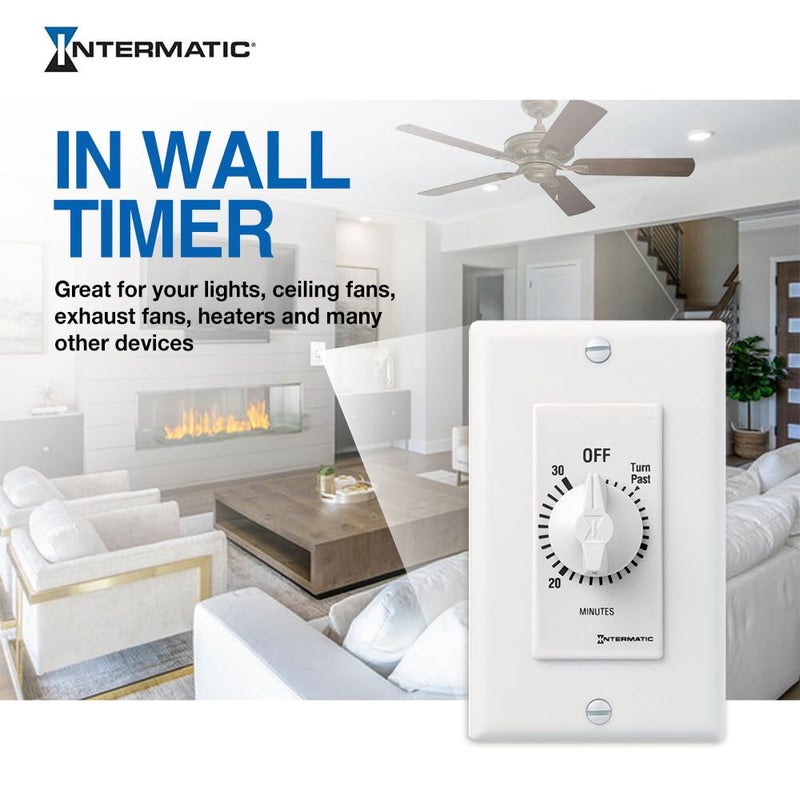 Intermatic SW30MWK 30-Minute Spring Wound Timer, White - Energy-Saving Control for Lights and Appliances - Easy Installation and Operation - Image 2