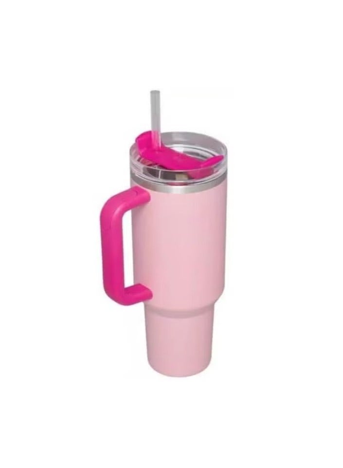 Stanley cup H2.0 Stainless Steel with Lid and Straw for Water Iced Tea,Coffee and Smoothie,Flamingo Pink,40 oz - Image 2