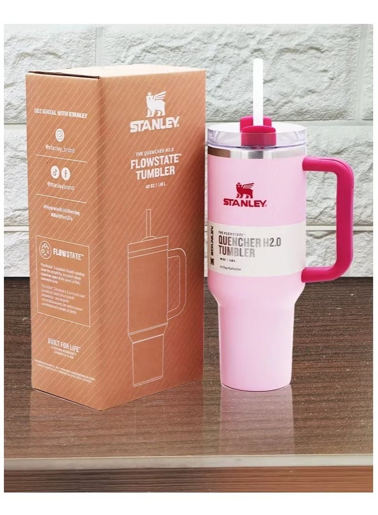 Stanley cup H2.0 Stainless Steel with Lid and Straw for Water Iced Tea,Coffee and Smoothie,Flamingo Pink,40 oz - Image 5