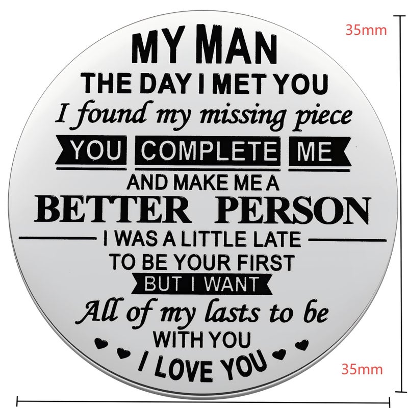 Aesnefe To My Men Pocket Hug Token Christmas Birthday Anniversary Valentines Day Gifts for Husband Boyfriend I Love You Gifts for Him Double Sided Message Engraved with Leather Keychain - Image 5