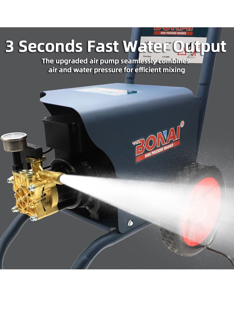 بوناي غسالة الضغط الكهربائية للسيارة Bonai بقدرة 3000 وات، رفيقك المثالي في التنظيف للمروج المنزلية والحدائق والسيارات والدراجات وكل شيء - Image 3