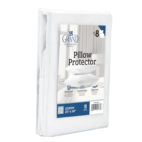 Mastertex The Grand Pillow Covers Queen Size - Poly-Cotton Pillow Protector with Zipper - Moisture Wicking, Advanced Allergy Protection Pillow Protector - Protects Pillow from Dust, Dirt, and Debris (2 Pack) - Image 1