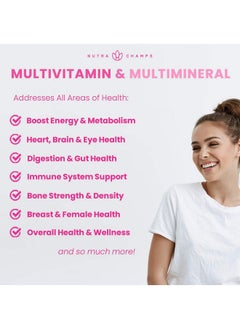 NutraChamps Womens Multivitamin Gummies ; Vitamins A B C D E Biotin Folic Acid ; Daily Multivitamin For Women ; Chewable Womens Gummy Multivitamins ; Bones Brain Heart Immune & Energy Supplement  - Image 5