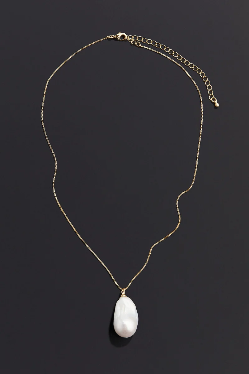 H&M Gold-Plated Pearl Pendant Necklace