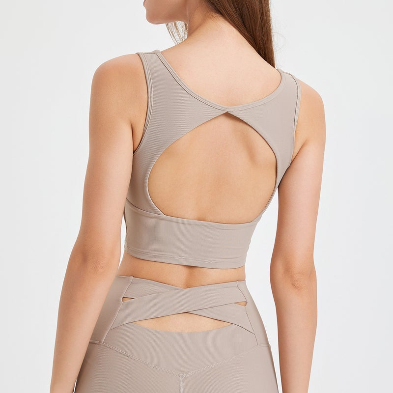 Beauty Back One-Piece Sports Underwear Fixed Cup Yoga Bra Running Quick-Drying Shockproof Fitness Vest - Image 4
