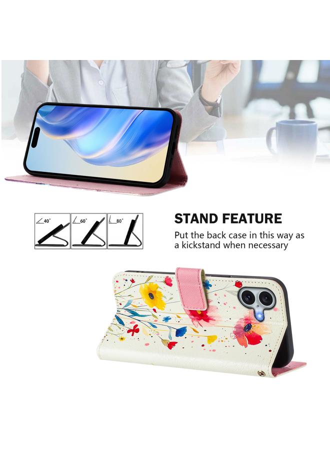 S-TOP Case For iPhone 16 Art Colored Drawing Pattern Leather Phone Case - Image 3