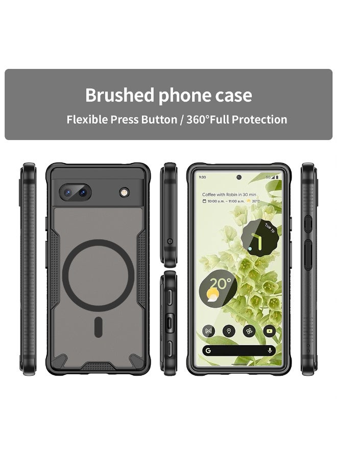 Cover For Google Pixel 6a Armor Glaze Magnetic Phone Case Raised edges around the screen and camera lens help prevent scratches - Black - Image 2