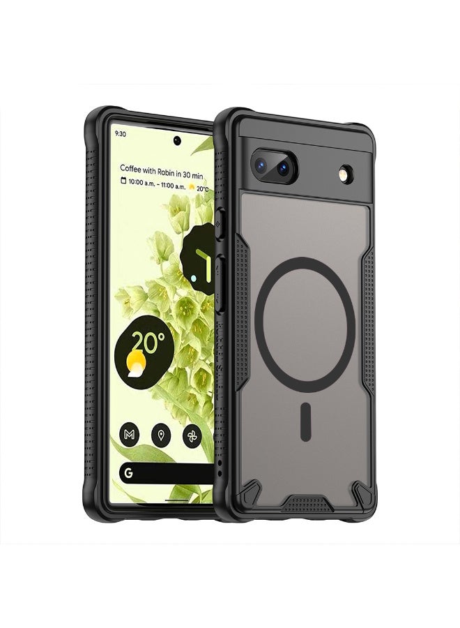 Cover For Google Pixel 6a Armor Glaze Magnetic Phone Case Raised edges around the screen and camera lens help prevent scratches - Black - Image 1