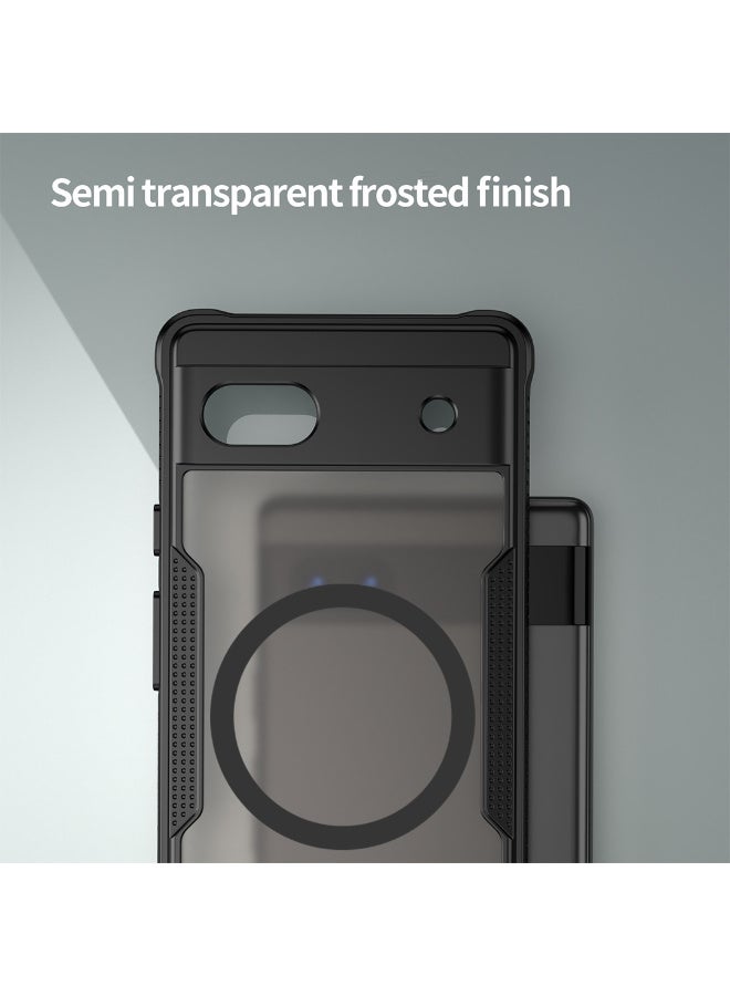 Cover For Google Pixel 6a Armor Glaze Magnetic Phone Case Raised edges around the screen and camera lens help prevent scratches - Black - Image 3