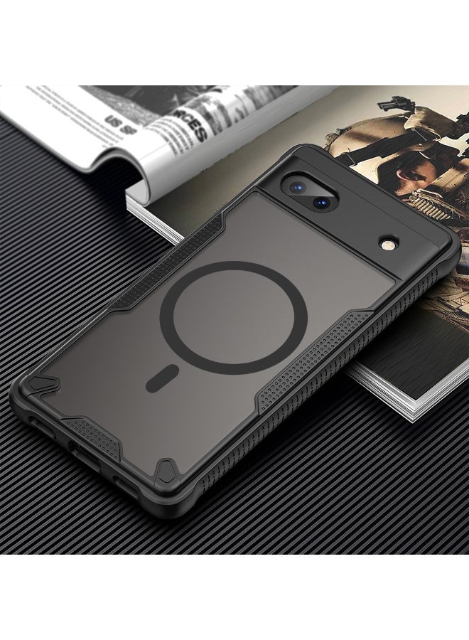 Cover For Google Pixel 6a Armor Glaze Magnetic Phone Case Raised edges around the screen and camera lens help prevent scratches - Black - Image 4