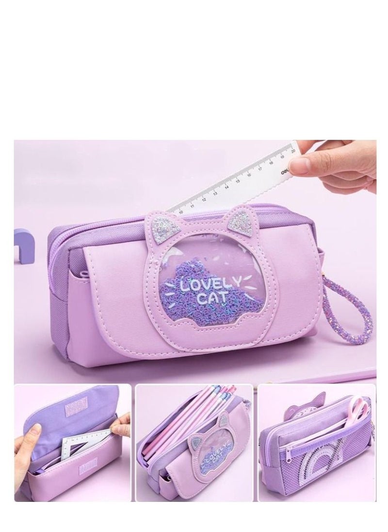 Y&D - Pencil Case Girls Large Capacity Stationery Case Primary School Students Multifunctional Pencil Case Wholesale Quicksand Pencil Case - Image 1