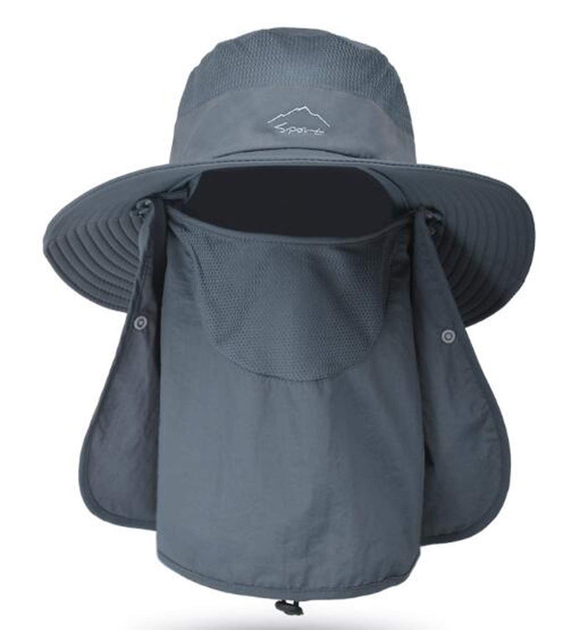 Outrip Fishing Hat for Men & Women, Outdoor UV Sun Protection Wide Brim Hat with Face Cover & Neck Flap Dark Grey - Image 1