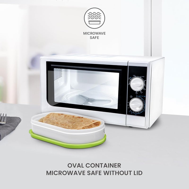 Milton MILTON Executive Lunch Box, 2 Round Inner Steel Round Containers 280ml Each and 1 Microwave Safe Oval Plastic Container, 450ml with Insulated Bag, Office Tiffin for Leak-Proof, Easy to Carry, Green - Image 5
