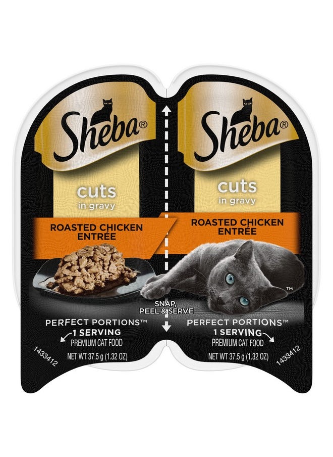 Sheba Perfect Portions Cuts In Gravy Wet Cat Food Trays (24 Count, 48 Servings), Roasted Chicken Entrée, Easy Peel TwinPack Trays  - Image 1
