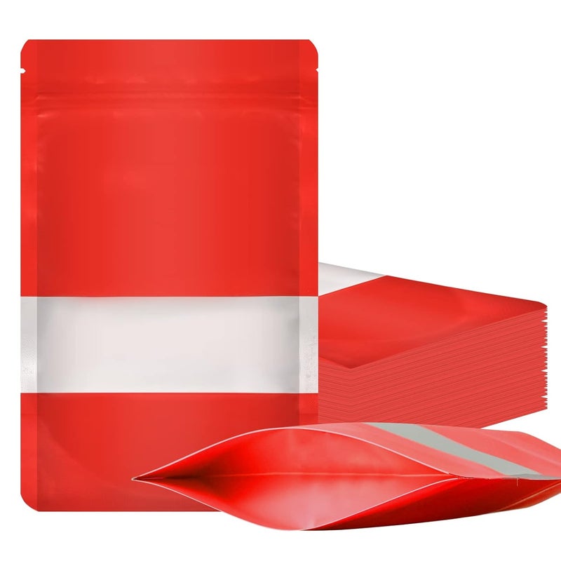 TRUE SHOP THE ULTIMATE SOLUTION FOR FOOD STORAGE FOIL POUCH STANDUP BAGS WITH SELFSEALING TECHNOLOGY MATT RED 500 GRAM 10INCHX6INCH OR25CMX16CM PACK OF 100 - Image 1