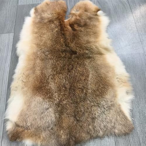 yingda1992 Natural Tanned Rabbit Hide Skin Pelt (12" by 14" Rabbit Pelt with Sewing Quality Leather) Straw Yellow - Image 1