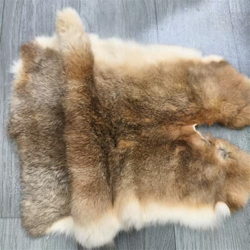 yingda1992 Natural Tanned Rabbit Hide Skin Pelt (12" by 14" Rabbit Pelt with Sewing Quality Leather) Straw Yellow - Image 3