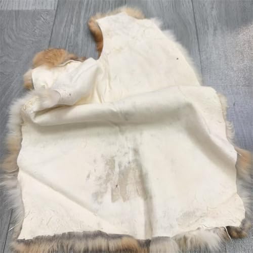 yingda1992 Natural Tanned Rabbit Hide Skin Pelt (12" by 14" Rabbit Pelt with Sewing Quality Leather) Straw Yellow - Image 4