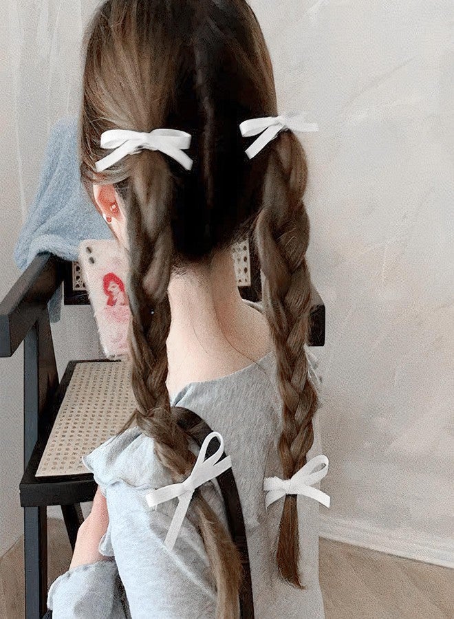 FAMEZA 12 PCS Satin Hair Ribbon Bow Clips for Women, Girls and Toddlers | Small Bowknot Hair Clip for Thick and Fine Hairs | Cute Casual Wear Hair Accessories in 12 Colors - Image 4