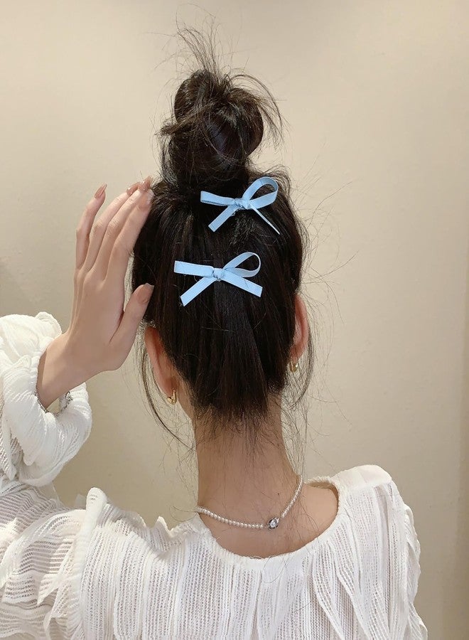 FAMEZA 12 PCS Satin Hair Ribbon Bow Clips for Women, Girls and Toddlers | Small Bowknot Hair Clip for Thick and Fine Hairs | Cute Casual Wear Hair Accessories in 12 Colors - Image 3