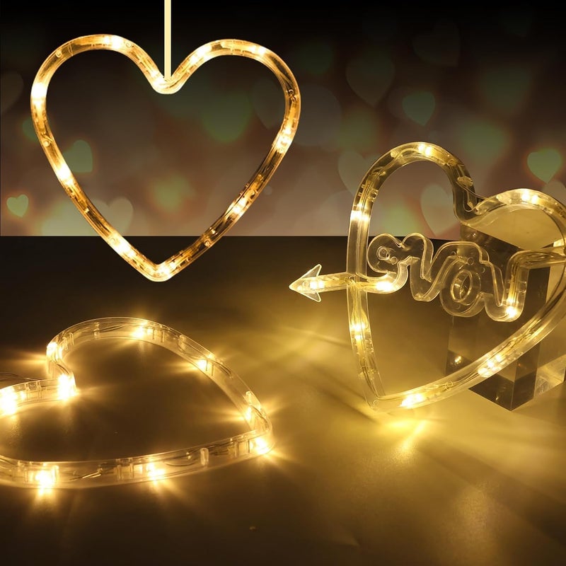 Zikra 5 Pack Valentine's Day Window Lights Decorations LED Heart-Shaped Hanging Silhouette Light with Suction Cup and Hook Battery Operated LED Curtain Lights for Indoor Home Office Bedroom Wall Glass - Image 5