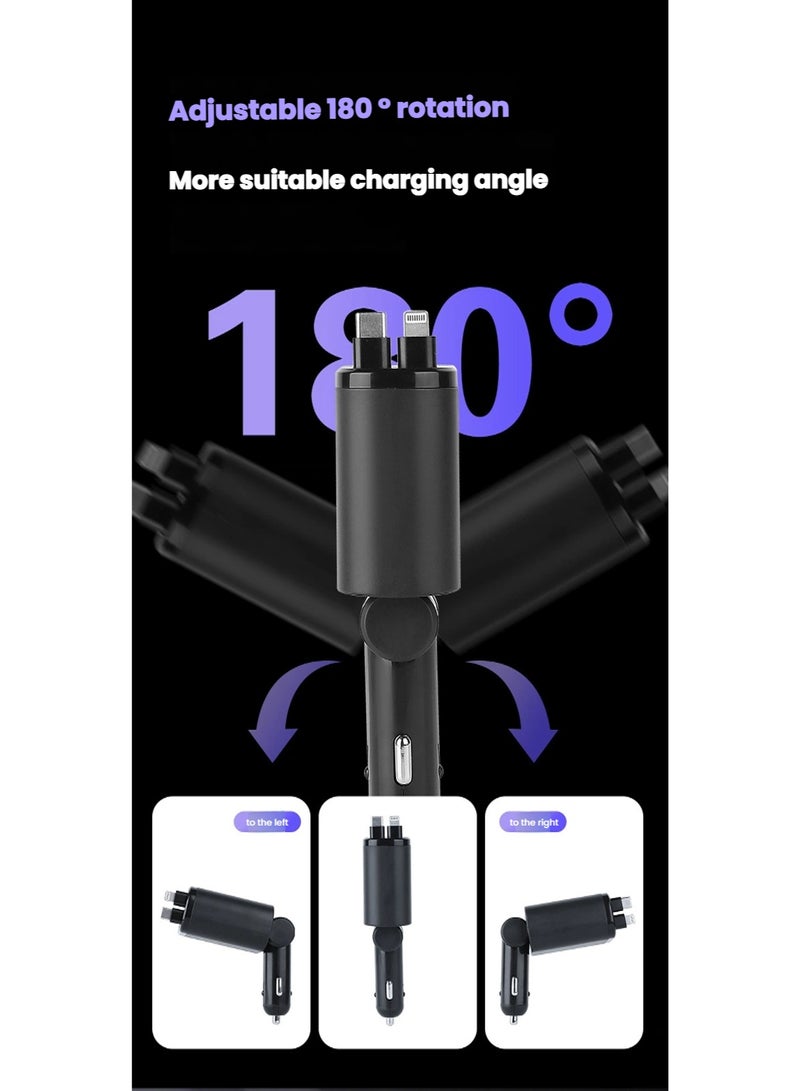 Car Charger Fast Charging Adapter USB PD Type-C with Two 0.7m Retractable Cable, Compatible with Laptop, Smartphone, Tablet, iphone, ipad, Huawei, Galaxy, Xiaomi  - Image 4
