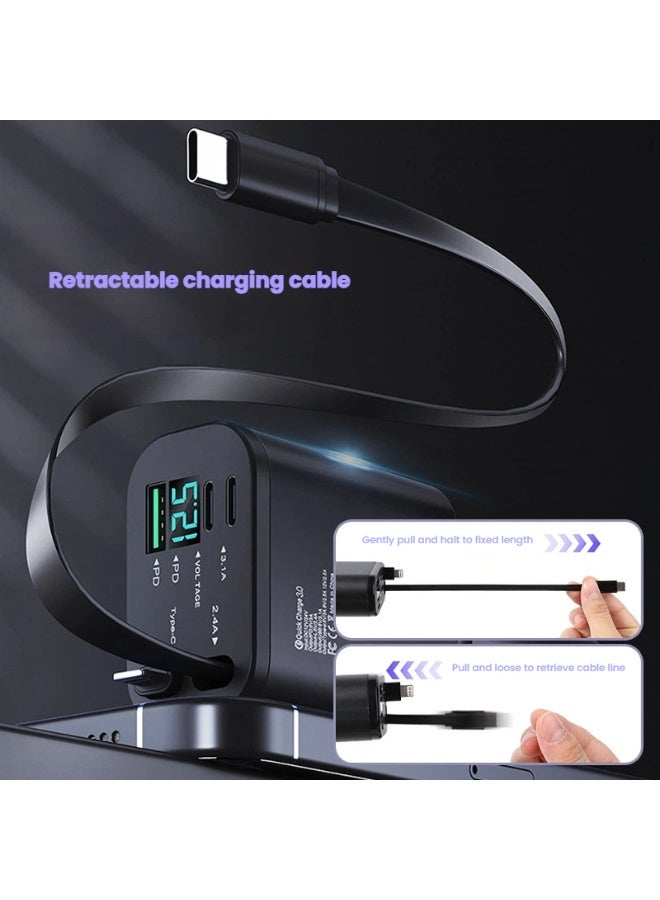Car Charger Fast Charging Adapter USB PD Type-C with Two 0.7m Retractable Cable, Compatible with Laptop, Smartphone, Tablet, iphone, ipad, Huawei, Galaxy, Xiaomi  - Image 5