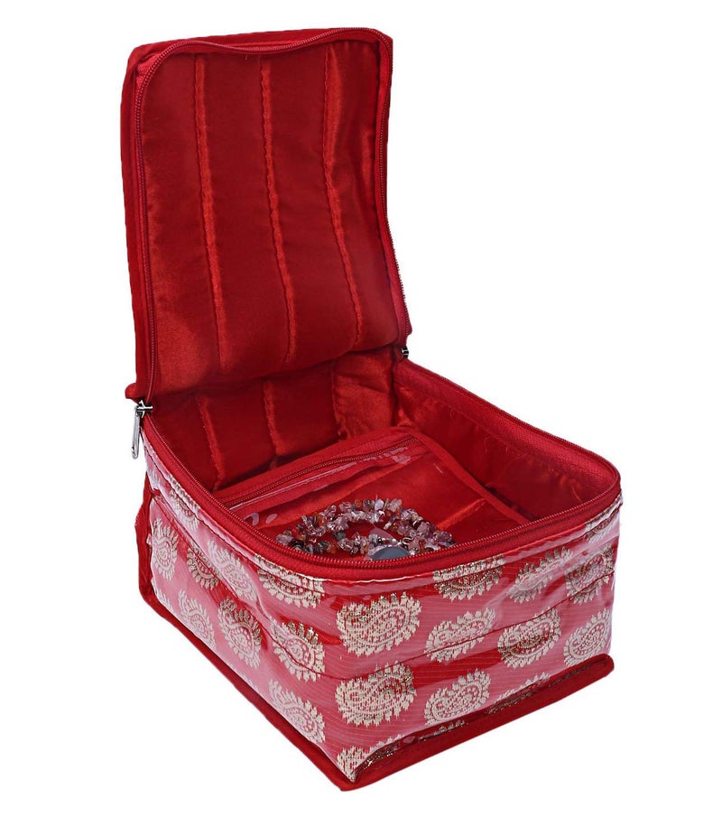 Kuber Industries Kuber Industries Brocade Jewellery Box/Organizer with 10 Pouch -CTKTC025989  - Image 5