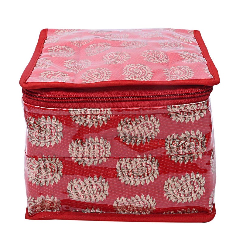 Kuber Industries Kuber Industries Brocade Jewellery Box/Organizer with 10 Pouch -CTKTC025989  - Image 3