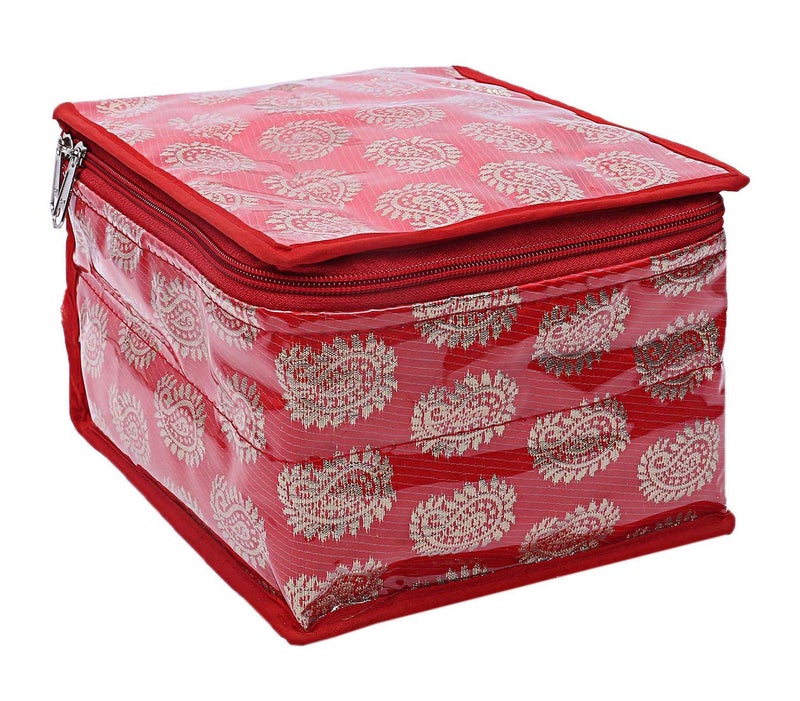 Kuber Industries Kuber Industries Brocade Jewellery Box/Organizer with 10 Pouch -CTKTC025989  - Image 1